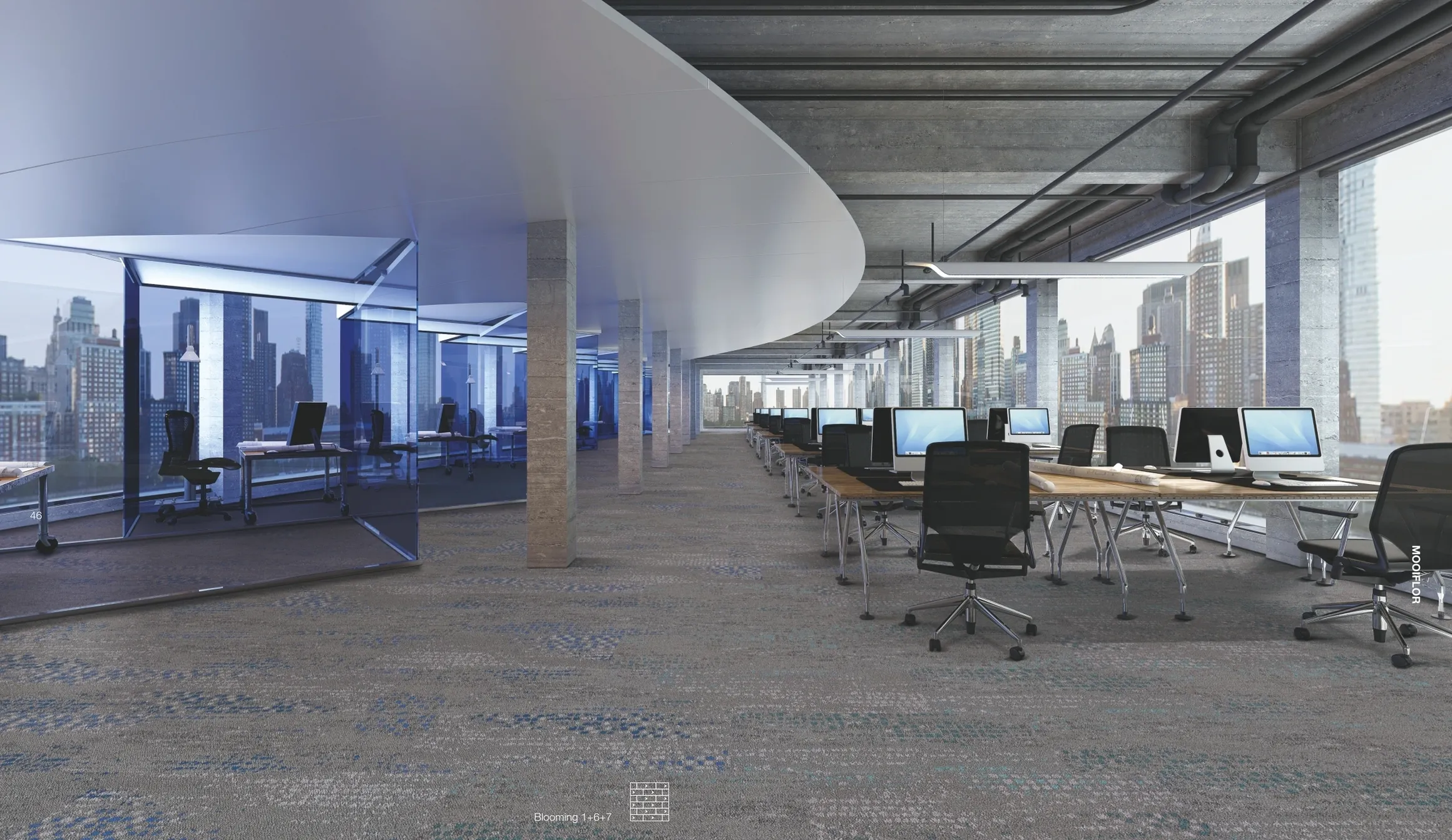 carpet tiles laid in an office