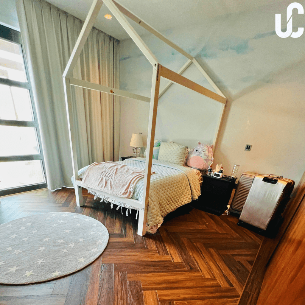 SPC Herringbone flooring done in Al Gurm Villa