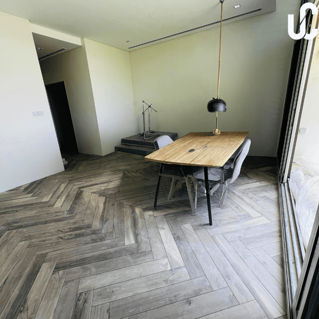 SPC Herringbone installation in Al Maktoum City Villa