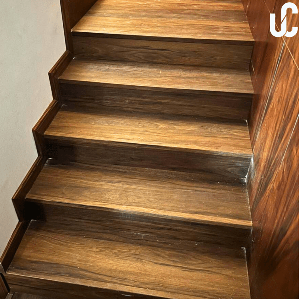 SPC Herringbone flooring done in Al Gurm Villa