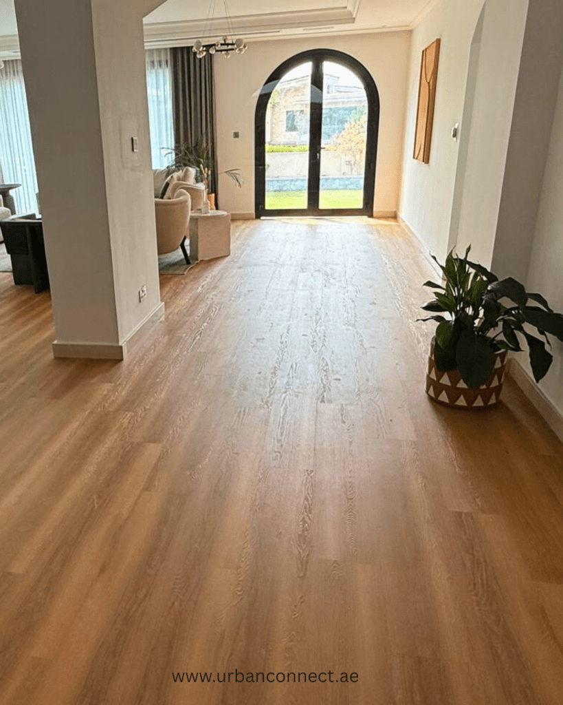SPC flooring straight lay pattern in living room