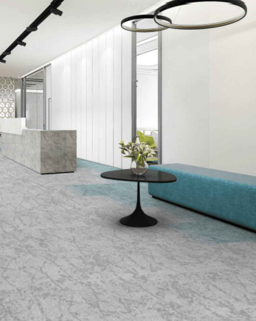 Turquoise color carpet tiles